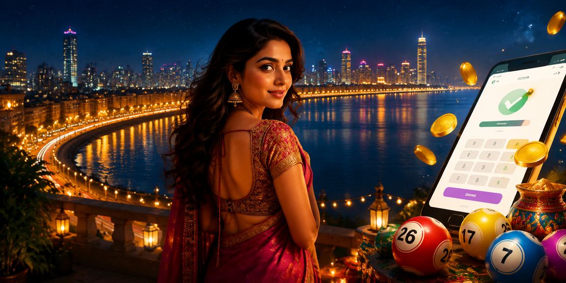 Mumbai Marine Drive with lottery signage and model